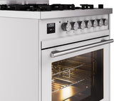 Professional Plus II 30 Inch Dual Fuel Liquid Propane Freestanding Range in White with Trim