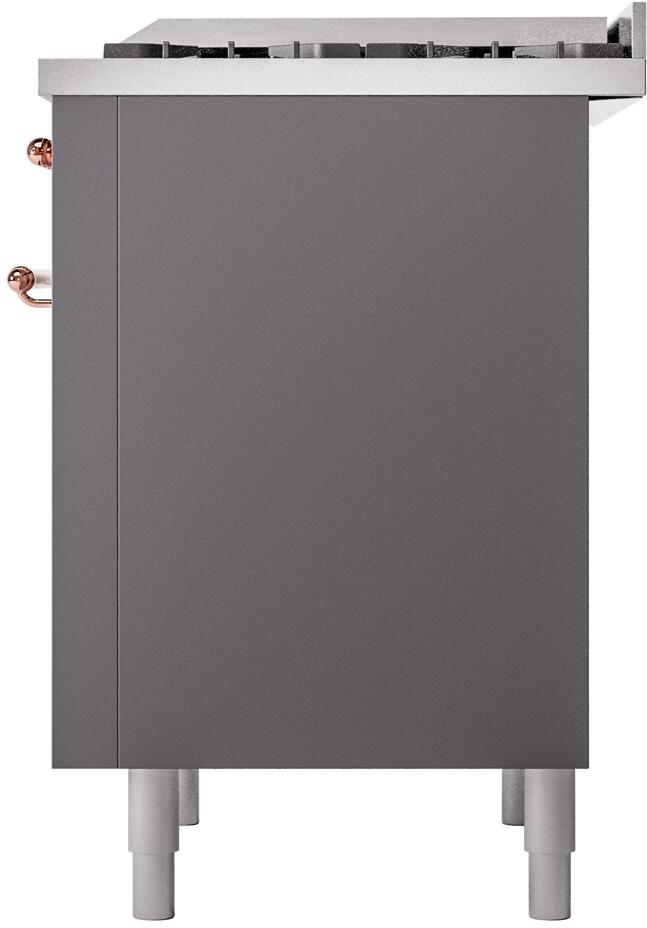 Nostalgie II 36 Inch Dual Fuel Natural Gas Freestanding Range in Matte Graphite with Copper Trim
