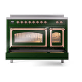 ILVE UNI486NMPEGP Nostalgie II Noblesse 48 inch Induction Range (Triple Glass Door, Emerald Green, Copper)