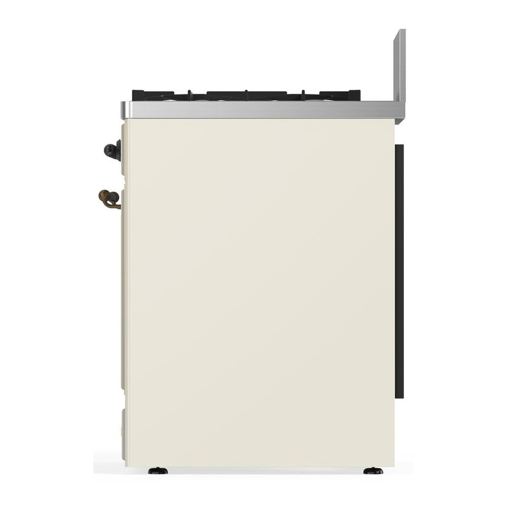 ILVE UM30NR3AWB Majestic III 30 inch Dual Fuel Range with 5 Black Brass Burners, Dual Function Burner up to 25,000 BTU (Natural Gas, Triple Glass Door, Antique White, Burnished)