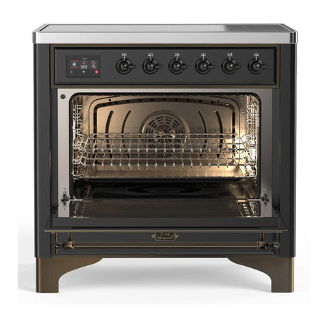 ILVE UMIB36QNR3MGB Majestic III 36 inch Induction Range with 6 Elements, 3.5 cu. ft. Total Oven Capacity (Solid Door, Graphite Matte, Burnished)