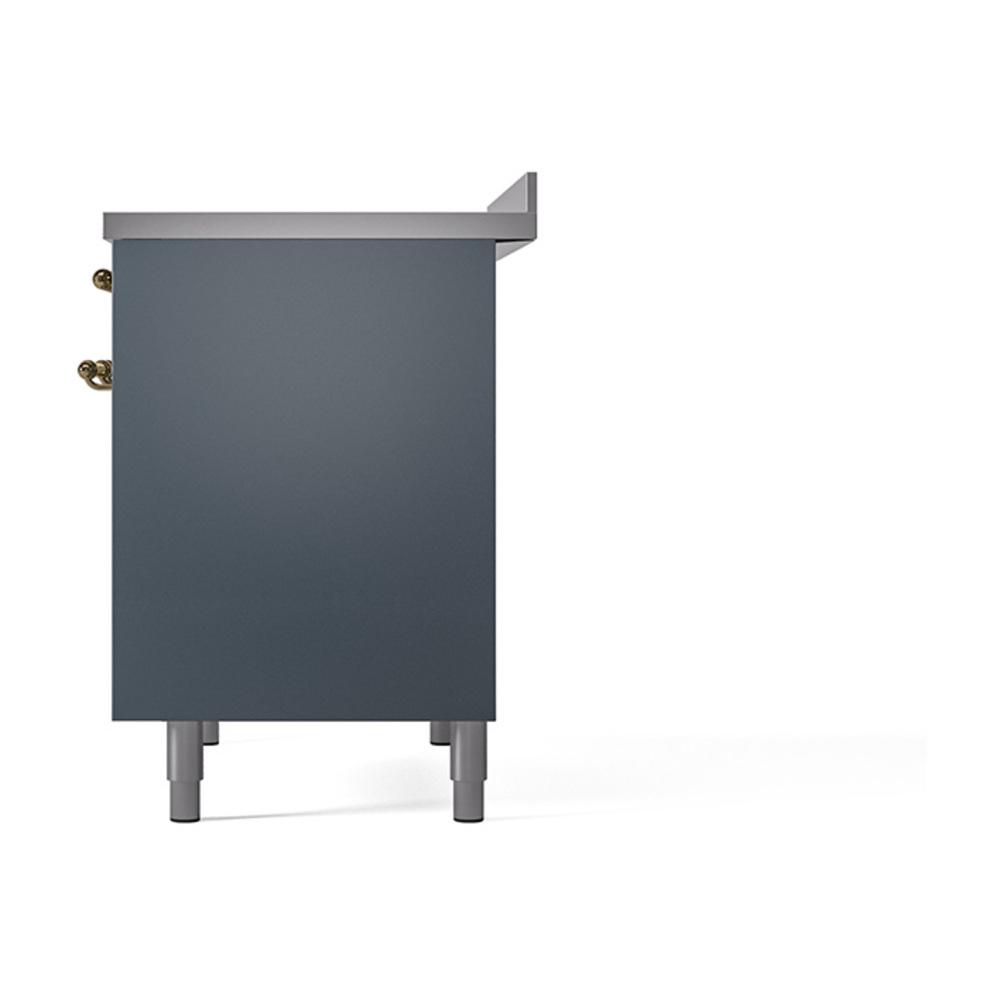 ILVE UNDI406QNMPBGG Nostalgie II Noblesse 40 inch Induction Range (Solid Door, Blue Grey, Brass)
