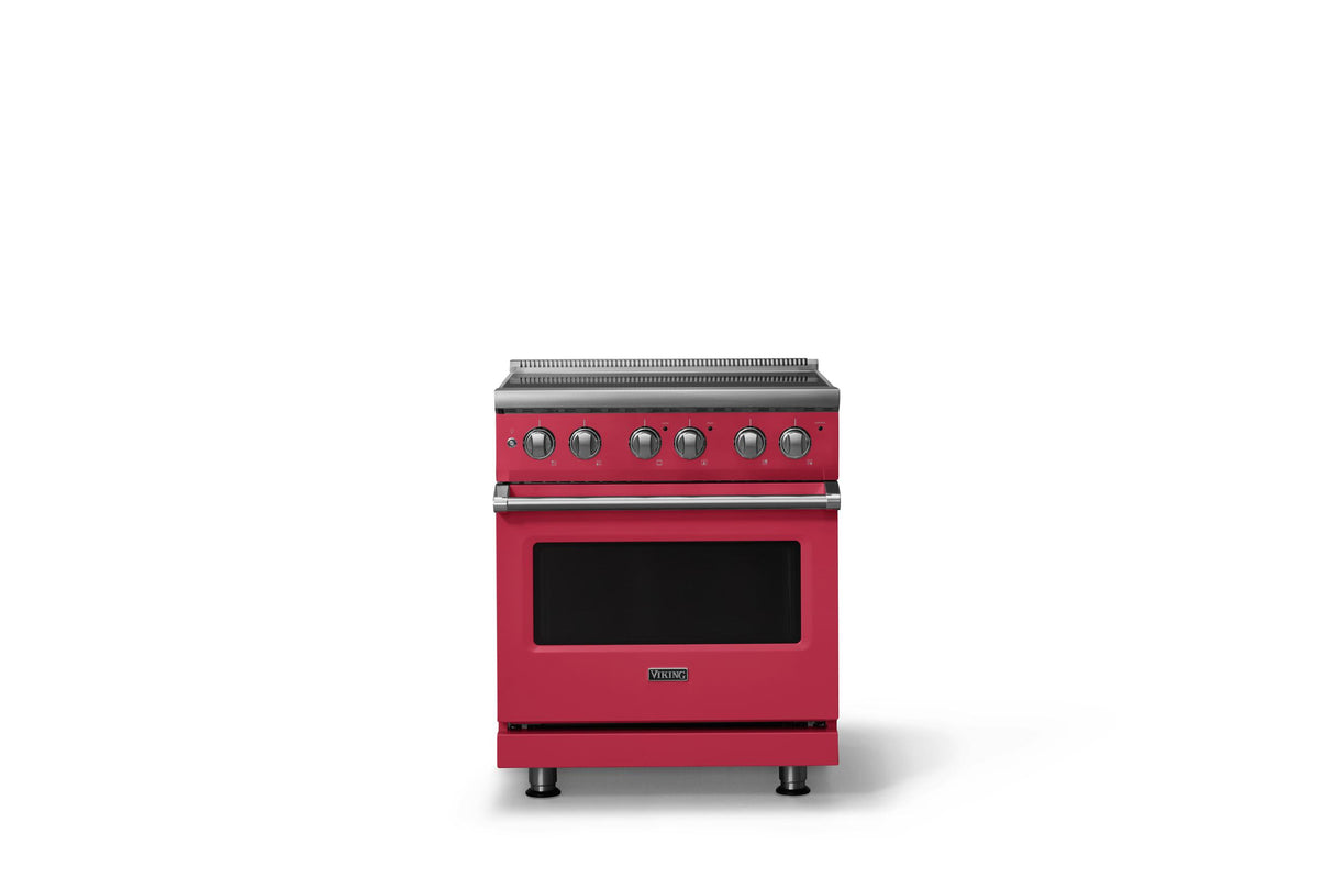 30"W. Electric Range (Finish: Valentine, Trim: Polished Chrome)