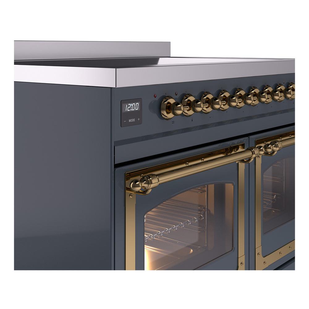 ILVE UNDI406NMPBGG Nostalgie II Noblesse 40 inch Induction Range (Triple Glass Door, Blue Grey, Brass)