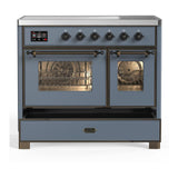 ILVE UMDIB40NR3BGB Majestic III 40 inch Induction Range with 6 Elements, 3.82 cu. ft. Total Oven Capacity (Triple Glass Door, Blue Grey, Burnished)