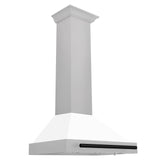 ZLINE 30 in. Autograph Edition Convertible Fingerprint Resistant DuraSnow Stainless Steel Range Hood with White Matte Shell and Champagne Bronze Handle (KB4SNZ-WM30-CB) [Color: Matte Black Accents]