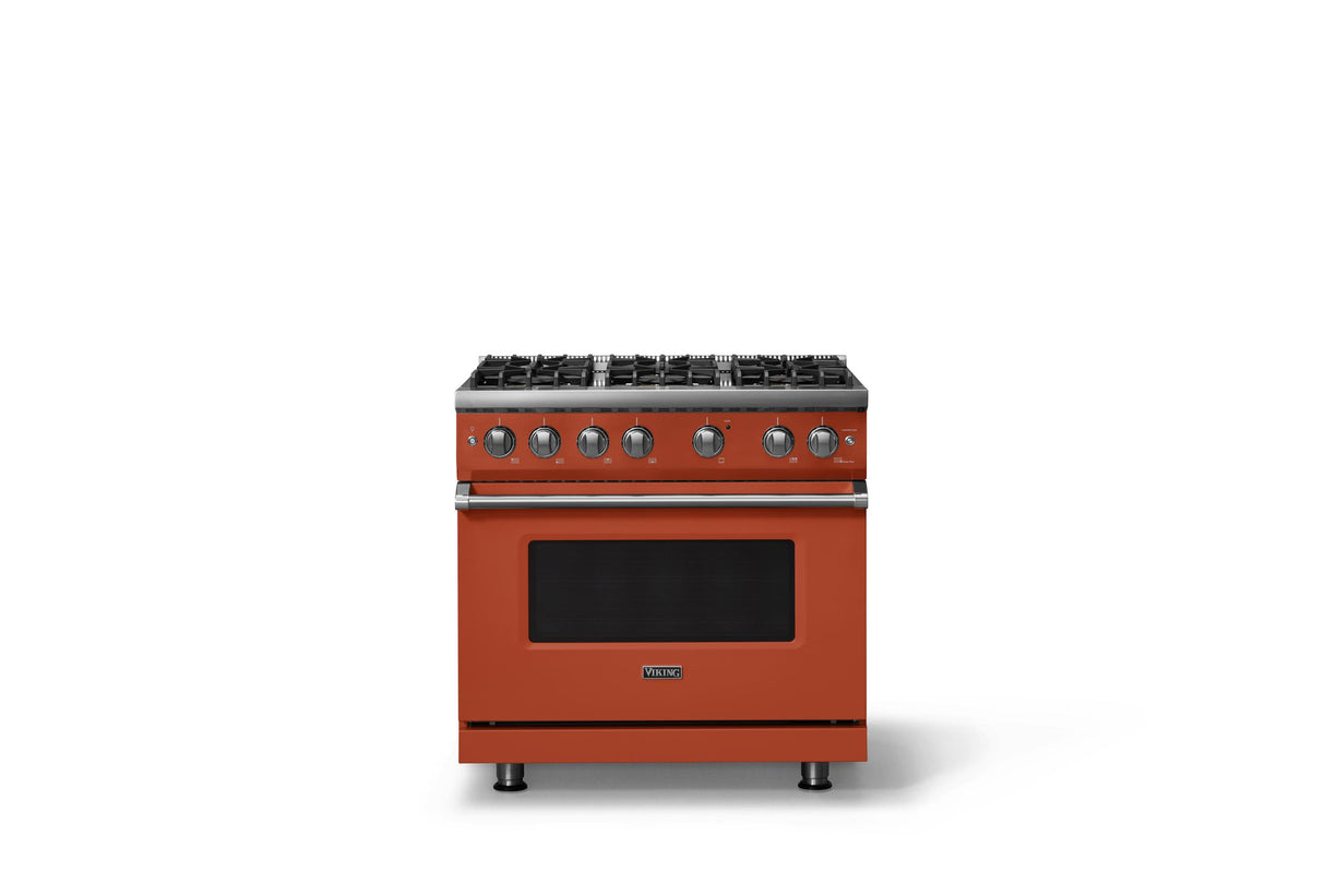 36"W. Sealed Burner Gas Range (Burner: 6b, Finish: Spiced Cider, Trim: Polished Chrome, Fuel: Natural Gas)