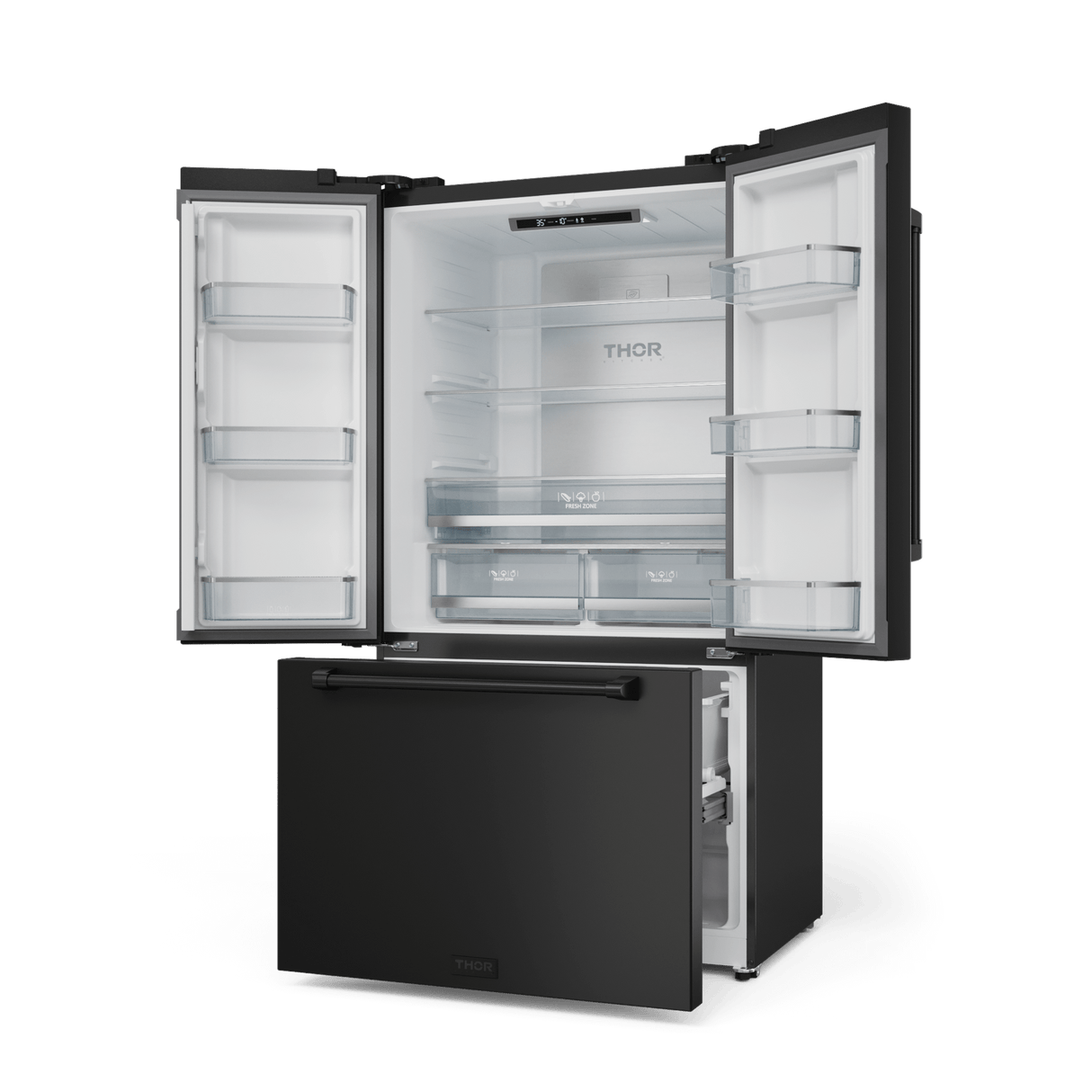 36 Inch 20.3 Cu Ft French Door Counter Depth Refrigerator With Ice Maker In Black  Gordon Ramsay Series