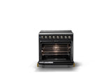 36"W. Induction Range (Finish: Onyx, Trim: Brushed Brass)