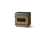 36"W. Dual Fuel Range (Burner: 6b, Finish: Golden Hour, Trim: Polished Chrome, Fuel: Natural Gas)