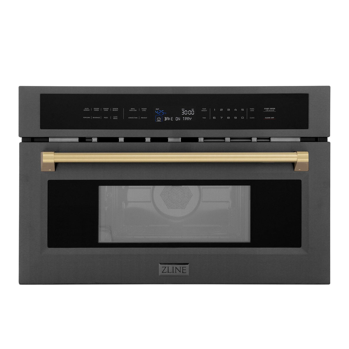 ZLINE Autograph Edition 30? 1.6 cu ft. Built-in Convection Microwave Oven in Black Stainless Steel and Champagne Bronze Accents (MWOZ-30-BS-CB)