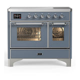 ILVE UMDIB40NR3BGC Majestic III 40 inch Induction Range with 6 Elements, 3.82 cu. ft. Total Oven Capacity (Triple Glass Door, Blue Grey, Chrome)