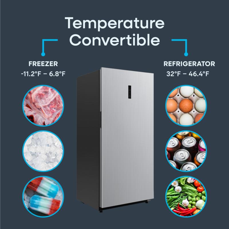 Element 14.0 cu. ft. Upright Convertible Freezer/Refrigerator - Stainless Steel, ENERGY STAR (EXUF14CEES)