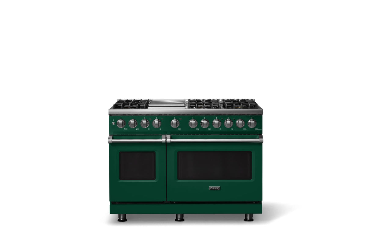 48"W. Dual Fuel Range (Burner: 6g, Finish: Ivy, Trim: Polished Chrome, Fuel: Natural Gas)