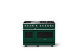 48"W. Dual Fuel Range (Burner: 6g, Finish: Ivy, Trim: Polished Chrome, Fuel: Propane)