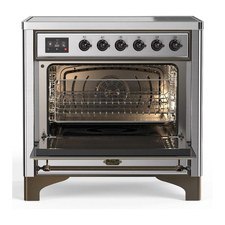 ILVE UMIB36QNR3SSB Majestic III 36 inch Induction Range with 6 Elements, 3.5 cu. ft. Total Oven Capacity (Solid Door, Stainless Steel, Burnished)