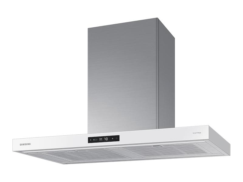 36" Bespoke Smart Wall Mount Hood with LCD Display in Clean White