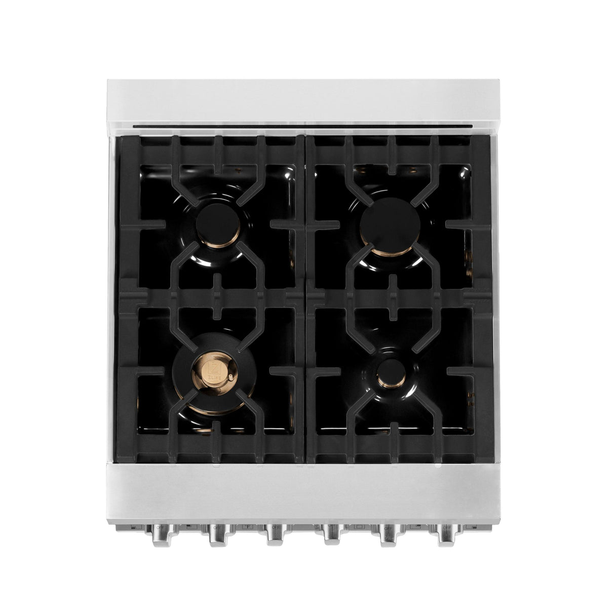 ZLINE 24 in. 2.8 cu. ft. Electric Oven and Gas Cooktop Dual Fuel Range with Griddle and Brass Burners in Stainless Steel (RA-BR-GR-24)