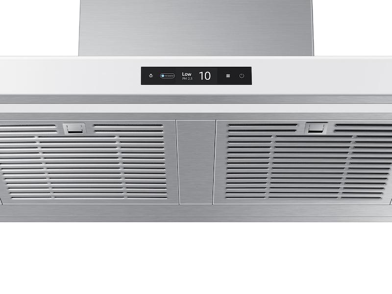 30" Bespoke Smart Wall Mount Hood with LCD Display in Clean White
