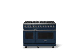 48"W. Dual Fuel Range (Burner: 8b, Finish: Slate Blue, Trim: Polished Chrome, Fuel: Propane)