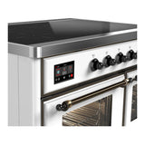 ILVE UMDIB40NR3WHB Majestic III 40 inch Induction Range with 6 Elements, 3.82 cu. ft. Total Oven Capacity (Triple Glass Door, White, Burnished)