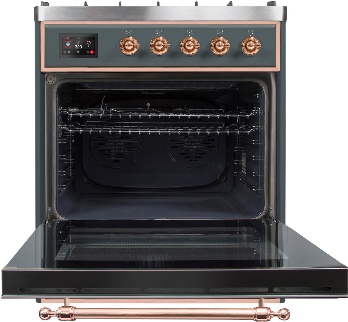 Majestic II 30 Inch Dual Fuel Liquid Propane Freestanding Range in Blue Grey with Copper Trim