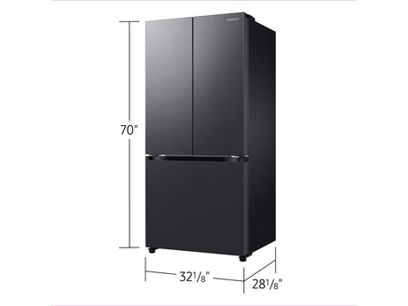 18 cu. ft. Counter Depth 3-Door French Door Refrigerator in Matte Black Steel