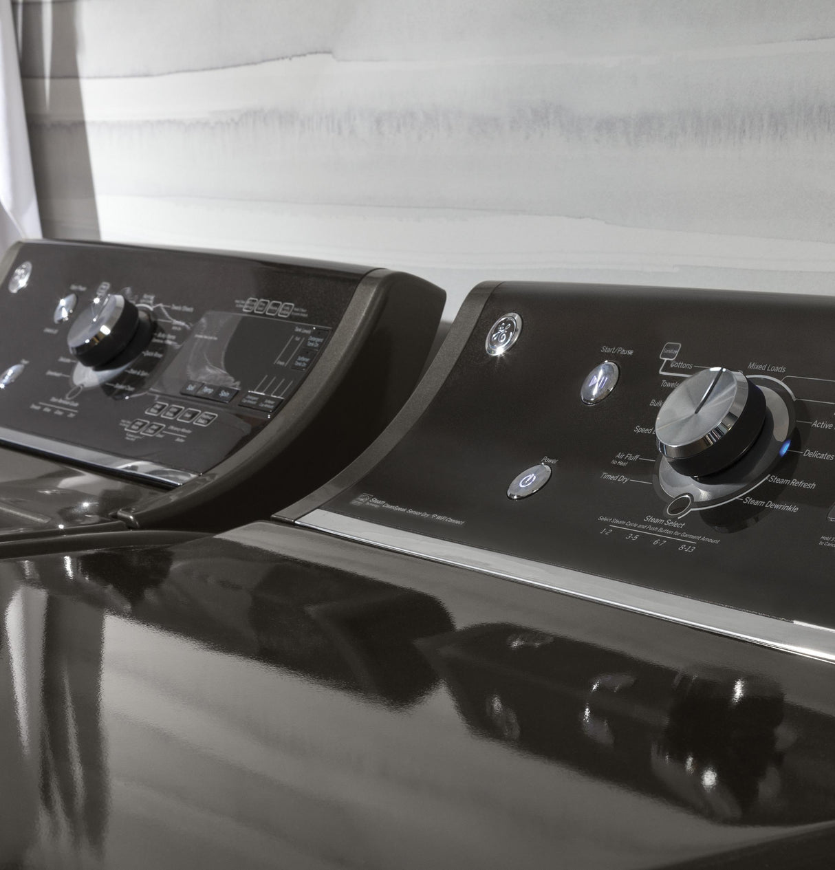 GE® 7.8 cu. ft. capacity gas dryer with stainless steel drum and steam