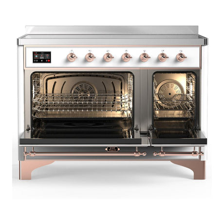 ILVE UMIB48QNR3WHP Majestic III 48 inch Induction Range with 6 Elements, 5.02 cu. ft. Total Oven Capacity (Solid Door, White, Copper)