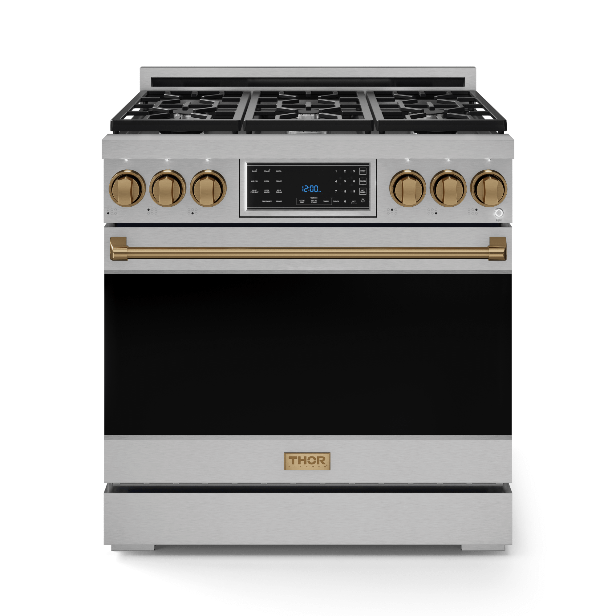 36 Inch Professional Gas Range With Tilt Panel Touch Control In Stainless Steel/bronze  Gordon Ramsay Series