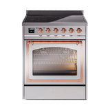 ILVE UNI304NMPSSP Nostalgie II Noblesse 30 inch Induction Range (Triple Glass Door, Stainless Steel, Copper)