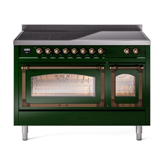 ILVE UNI486NMPEGB Nostalgie II Noblesse 48 inch Induction Range (Triple Glass Door, Emerald Green, Burnished)