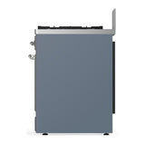 ILVE UM30QNR3BGC Majestic III 30 inch Dual Fuel Range with 5 Black Brass Burners, Dual Function Burner up to 25,000 BTU (Natural Gas, Solid Door, Blue Grey, Chrome)
