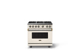 36"W. Sealed Burner Gas Range (Burner: 6b, Finish: Pure White, Trim: Brushed Brass, Fuel: Propane)