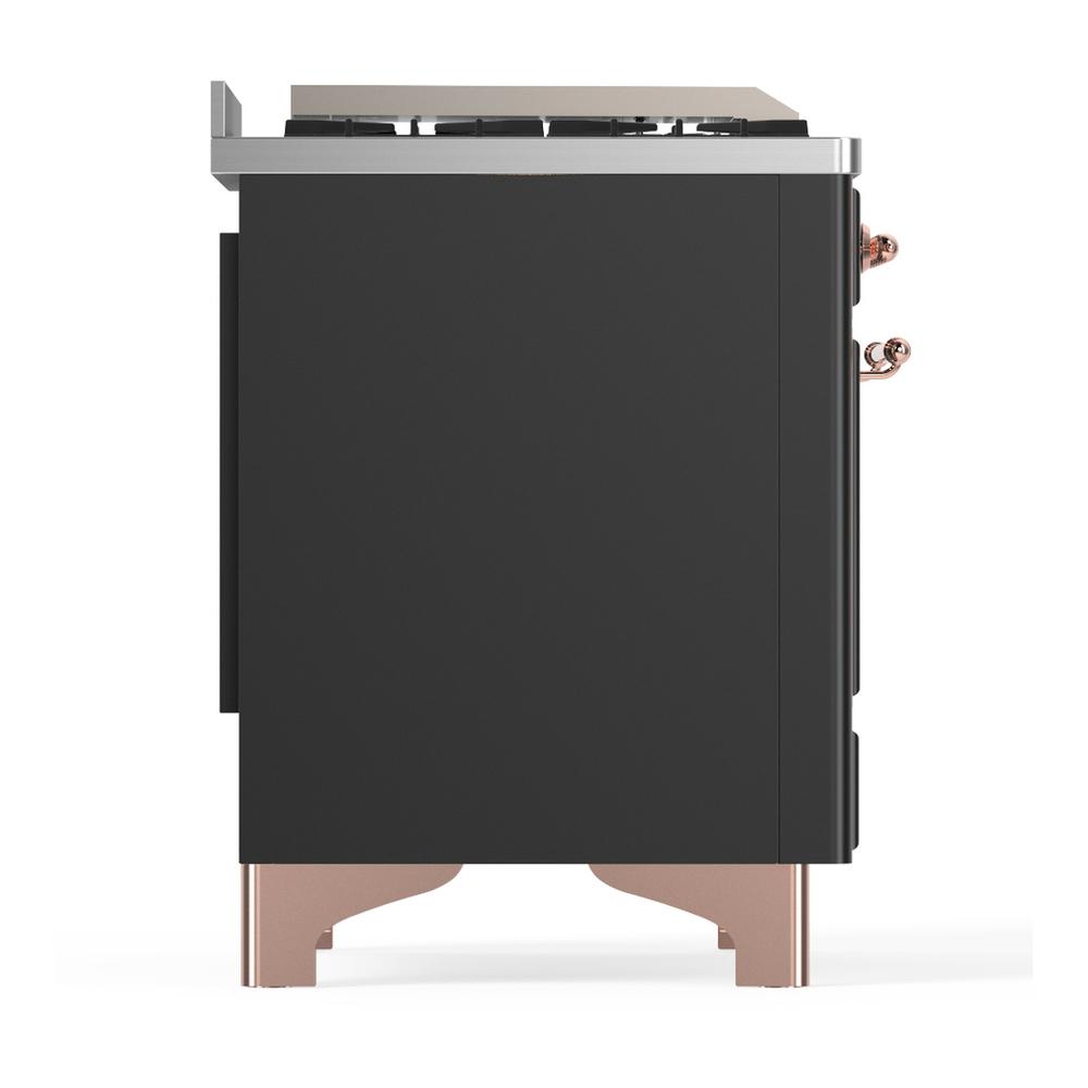ILVE UMD40FNR3MGPLP Majestic III 40 inch Dual Fuel Range with 6 Burners and Griddle, Dual Function Burner up to 25,000 BTU (Liquid Propane, Triple Glass Door, Graphite Matte, Copper)