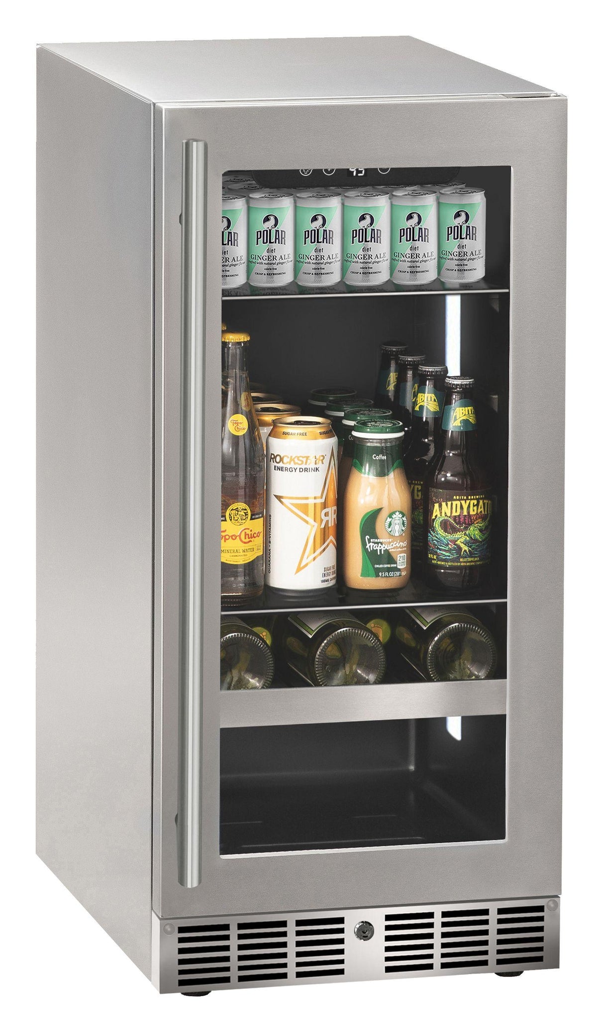 15 inch Beverage Center with Door Style - Stainless Steel Frame Glass