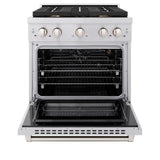 ZLINE 30 in. 4.2 cu. ft. Gas Range with Convection Gas Oven in Stainless Steel with 4 Brass Burners (SGR-BR-30)