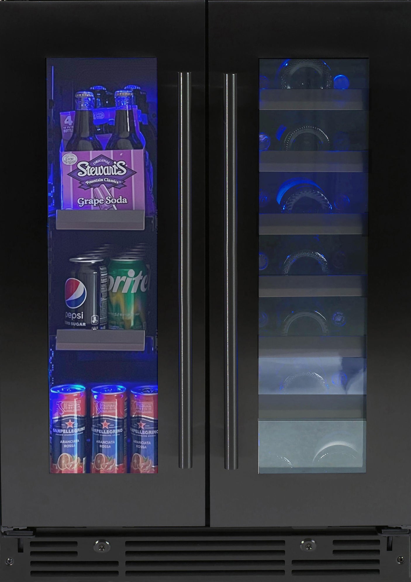 24" Beverage/Wine Double Door Black Stainless