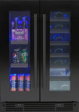 24" Beverage/Wine Double Door Black Stainless