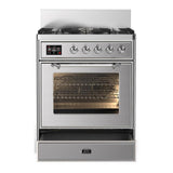ILVE UM30NR3SSC Majestic III 30 inch Dual Fuel Range with 5 Black Brass Burners, Dual Function Burner up to 25,000 BTU (Natural Gas, Triple Glass Door, Stainless Steel, Chrome)