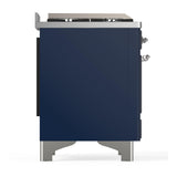 ILVE UM36FQNR3MBCLP Majestic III 36 inch Dual Fuel Range with 6 Black Brass Burners and Griddle, Dual Function Burner up to 25,000 BTU (Solid Door, Midnight Blue, Chrome, Liquid Propane)