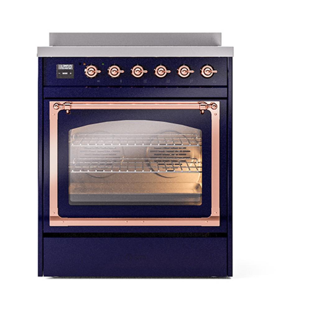 ILVE UNI304NMPMBP Nostalgie II Noblesse 30 inch Induction Range (Triple Glass Door, Midnight Blue, Copper)