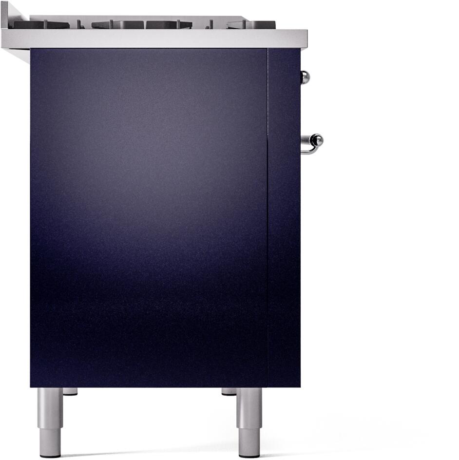 Nostalgie II 48 Inch Dual Fuel Natural Gas Freestanding Range in Blue with Chrome Trim
