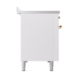 ILVE UNI486QNMPWHG Nostalgie II Noblesse 48 inch Induction Range (Solid Door, White, Brass)