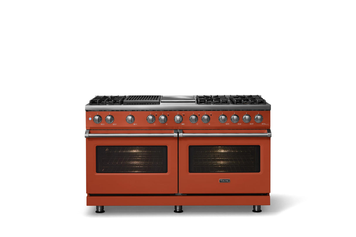 60"W.Dual Fuel Range (Finish: Spiced Cider, Trim: Polished Chrome, Fuel: Natural Gas)