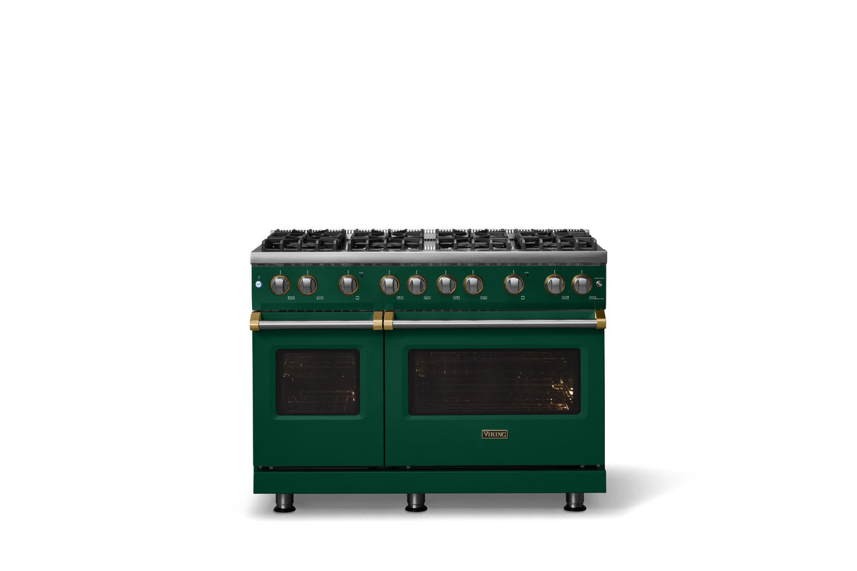 48"W. Sealed Burner Gas Range (Burner: 8b, Finish: Ivy, Trim: Brushed Brass, Fuel: Propane)