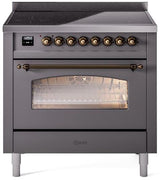 Nostalgie II 36 Inch Electric Freestanding Range in Matte Graphite with Bronze Trim