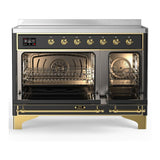 ILVE UMIB48QNR3MGG Majestic III 48 inch Induction Range with 6 Elements, 5.02 cu. ft. Total Oven Capacity (Solid Door, Graphite Matte, Brass)