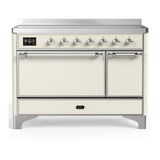 ILVE UMIB48QNR3AWC Majestic III 48 inch Induction Range with 6 Elements, 5.02 cu. ft. Total Oven Capacity (Solid Door, Antique White, Chrome)