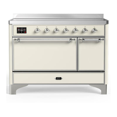 ILVE UMIB48QNR3AWC Majestic III 48 inch Induction Range with 6 Elements, 5.02 cu. ft. Total Oven Capacity (Solid Door, Antique White, Chrome)
